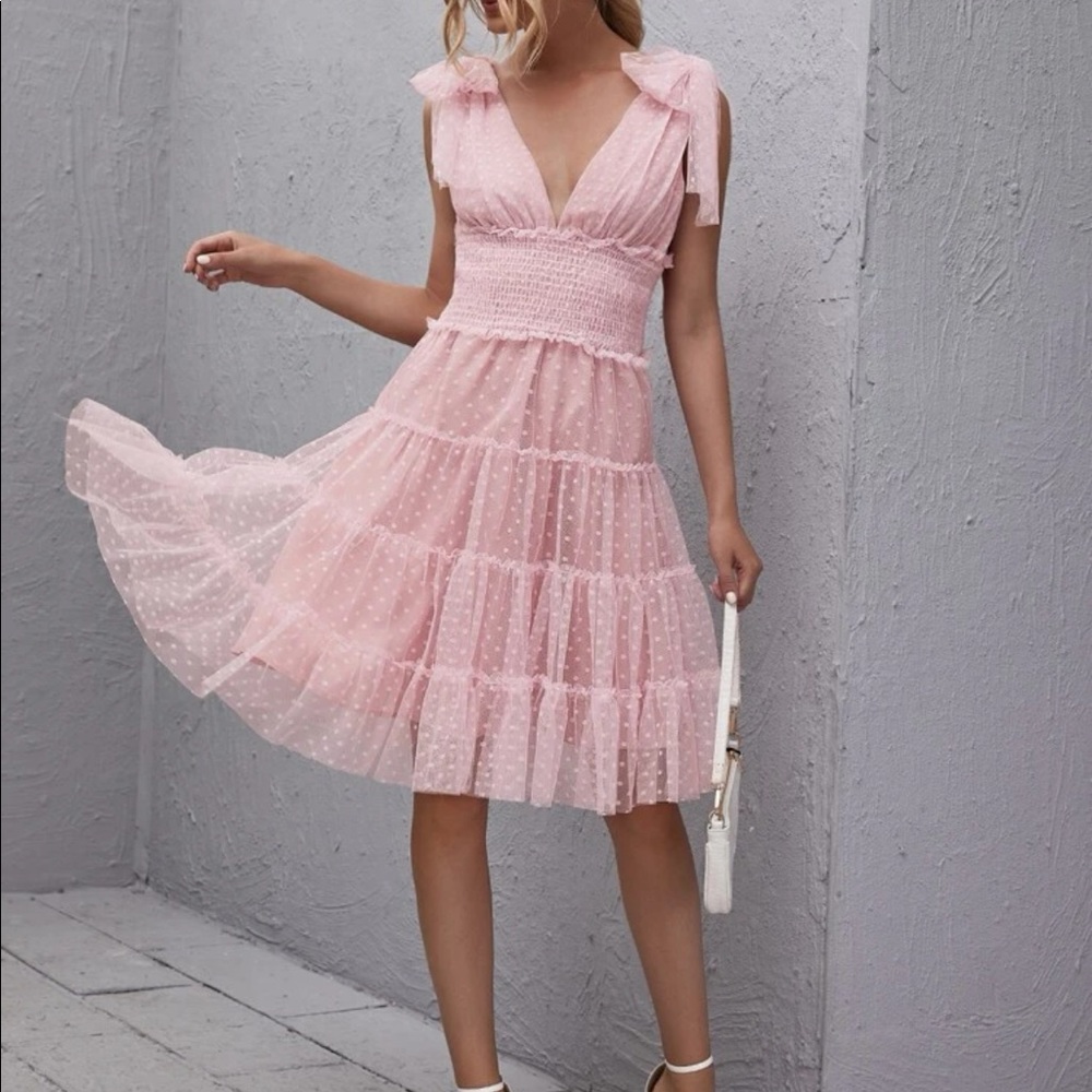 SHEIN Pink Polka Dot Dress